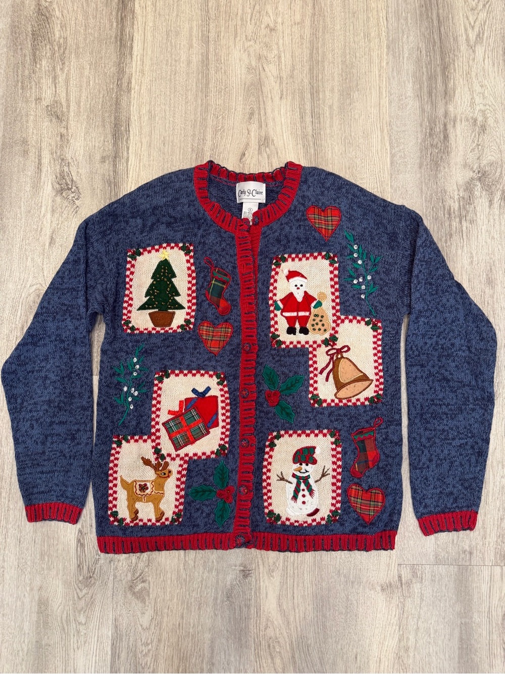 Carly St. Claire Christmas Cardigan Sweater Small Vintage Holiday